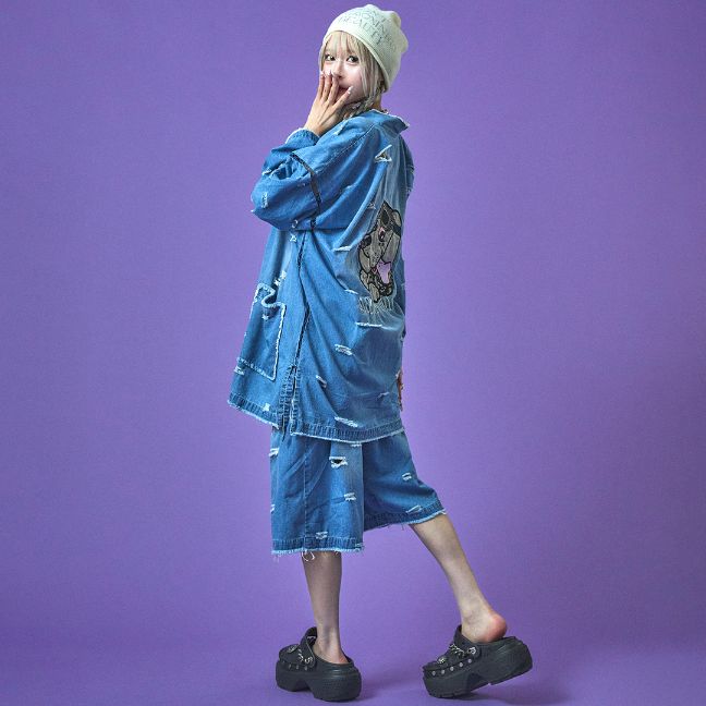 楽天GALFY公式 楽天市場店GALFY OFFICIAL 【病みに染まりしボロボロ甚平】 ガルフィー ヤンキー オシャレ おしゃれ かわいい かっこいい メンズ レディース 男女兼用 ユニセックス 152080