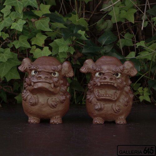 丸シーサー（茶・青ボタン）：大海陽一：059033