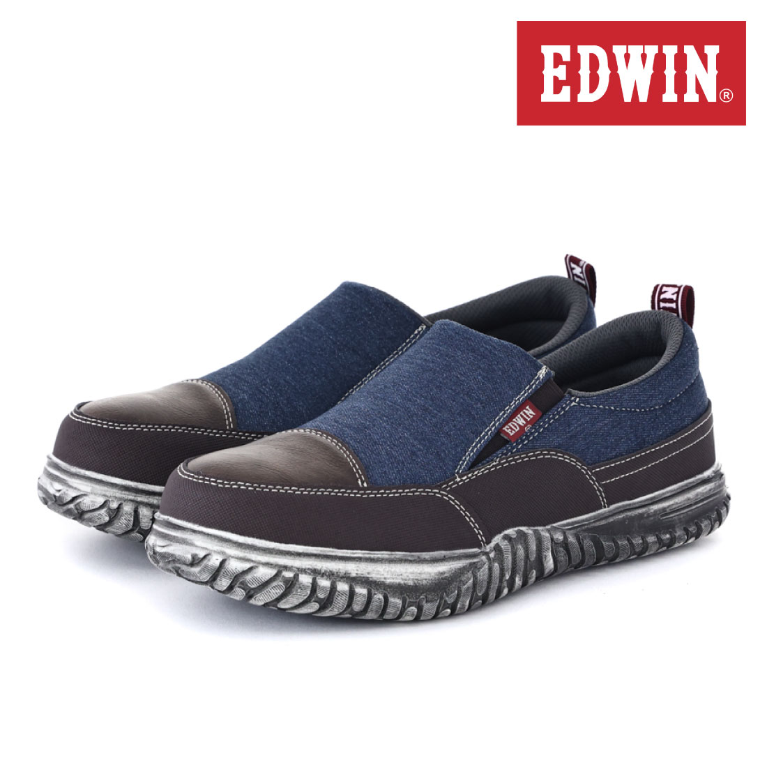 商品情報 アッパー 合成皮革、スチール、等 ソール 合成底 重さ 約298g（片足26cm時） 生産国 中国 カラー デニム　デニム/ブラック サイズ 25cm 25.5cm 26.0cm 26.5cm 27cm 28cm 特長 履き心地抜群。仕事も普段使いもこれ一足。 作業靴（安全靴）に見えないスタイリッシュなスニーカーデザインで、オン・オフ問わず活躍します。 長時間履いても疲れにくい設計です。 デザイン・履きやすさ ・靴紐なしのスリッポンタイプ ・履き口両サイドはゴム仕様で脱ぎ履き簡単、フィット感も◎ ・ヴィンテージ風に着色したソールがアクセント 安全性・機能性 ・つま先に軽量タイプの鋼鉄先芯を採用 ・先芯素材は鋼鉄製(JSAA B種相当の強度) ・片足約298g（26.0cm）の軽量設計 アウトソール ・外周はクッション性のある合成樹脂で衝撃を吸収 ・中央は硬めのゴム素材＋深溝カットで高い防滑性 ・屈曲性にも優れ、安定した歩行をサポート インソール ・足を包み込むカップ式インソール ・取り外し可能で交換・丸洗いOK。 注意点：モニターの発色具合によって実際のものと色が異なる場合があります。また、商品によっては【靴箱の破損・色あせ】や【靴箱内の包装用紙破れ・用紙なし】【製造上のボンドの付着】が生じる場合がございます。仕様上問題ないと判断された商品を出荷をしておりますので安心してご使用ください。メーカー希望小売価格はメーカーサイトに基づいて掲載しています。 ※クリックするとメーカーWEBページ抜粋部分を表示します。