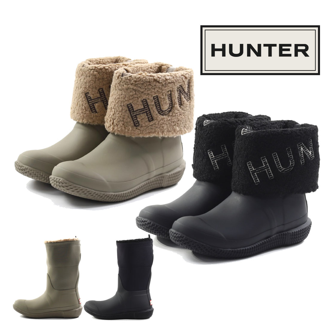 ハンター 【21%OFF】 ハンター HUNTER レディース レインブーツ レディース イン/アウト インシュレイテッド ハンターロゴステッチ ブーツ 防水 長靴 雨靴 レインシューズ もこもこ 保温性 防滑 スノーシューズ WFS2241NRE