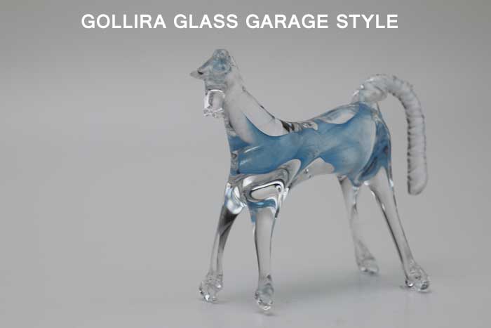 馬（水色）午干支の馬の置物　2026年干支　午年　午の置物の販売・通販　ガラスオブジェ・風水・水晶
