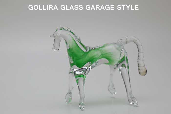 馬の置物 馬（緑）午干支の馬の置物　2026年干支　午年　午の置物の販売・通販　ガラスオブジェ・風水・水晶