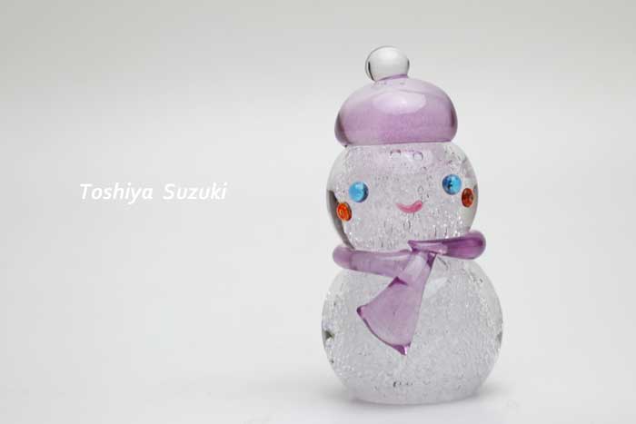 乐天商城 - 「雪だるま（小、パープル）」 クリスマスの置物　クリスマスツリー　クリスマスのオブジェの販売・通販　ガラスオブジェ