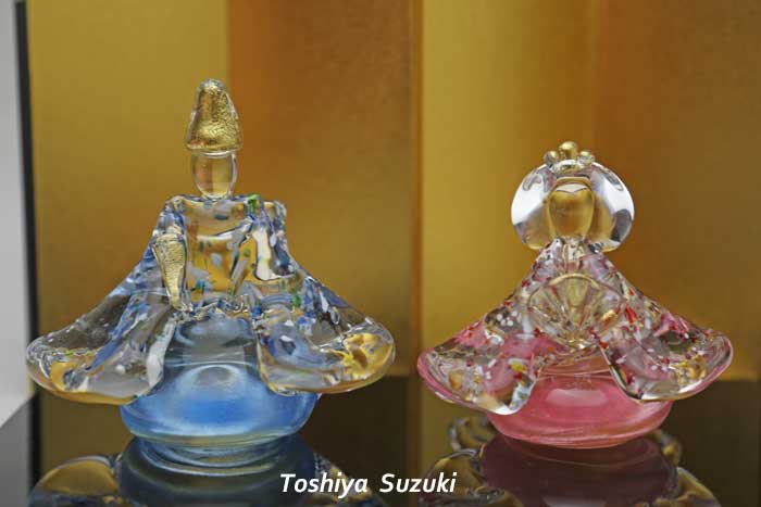 華（水色・ピンク）ガラスのお雛様 雛人形 節句人形 手作り ひな人形 ひな祭り 通販 販売