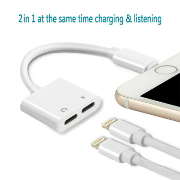 Lightning 変換アダプター 2in1（送料無料）apple iPhoneXS Max/XS/XR/X/8/7 iPad アップル アイフォン イヤホン 変換 アダプター IOS12 音楽/充電 ライトニング ヘッドフォン ジャックアダプタ イヤフォン 変換ケーブル