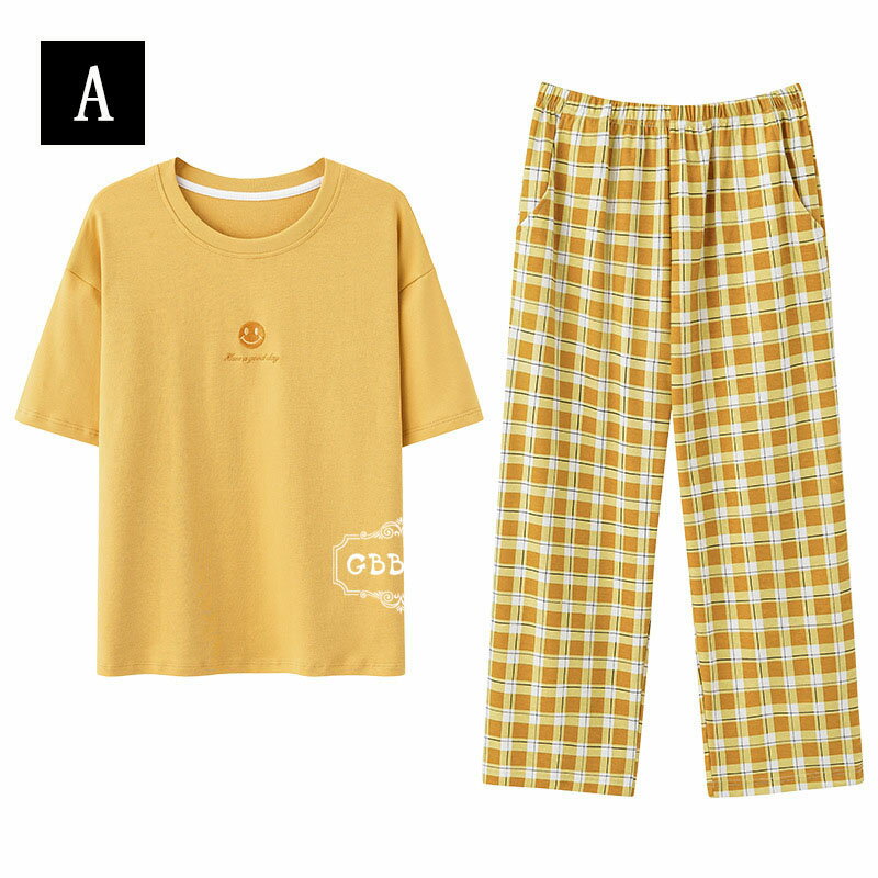 パジャマ レディース 半袖 夏 ルームウェア パジャマ チェック柄 上下セット tシャツ ズボン 七分丈パンツ セットアップ 大きいサイズ 部屋着 ゆったり かわいい おしゃれ 可愛い 寝巻き 6タイプ M L XL 2XL