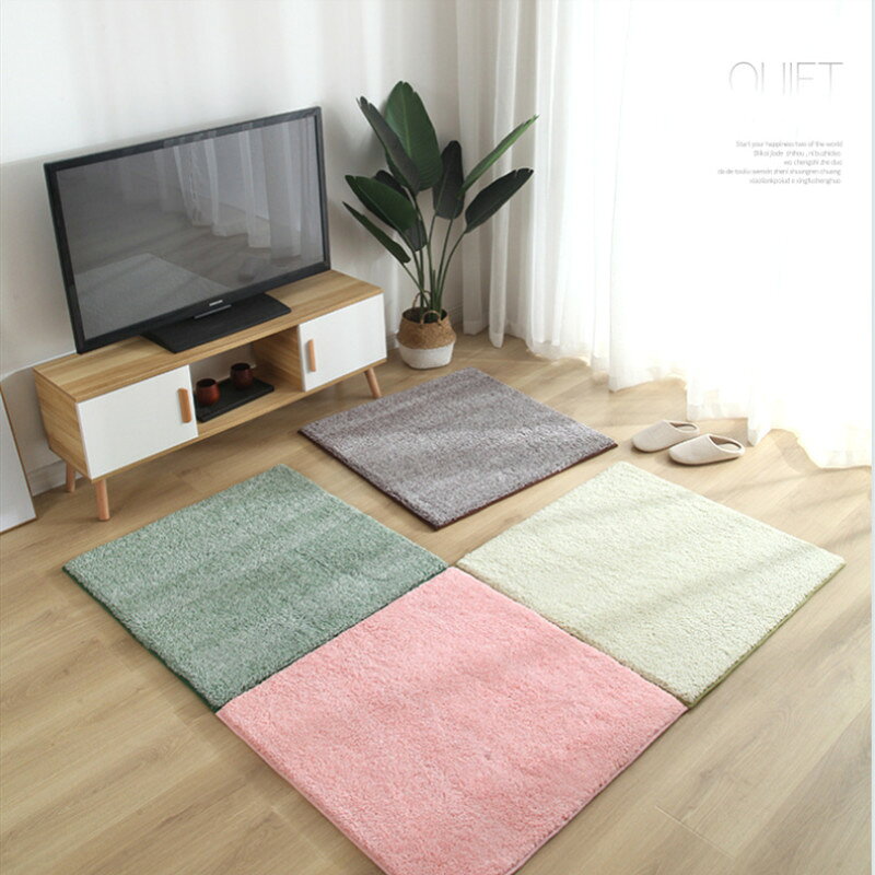 5色ラグ マット 洗える ラグマット シャギーラグ カーペット畳 夏用 正方形 1枚入100*100cm 北欧 グレー グリーン 緑 リビング用 居間用 おしゃれ かわいいセンターラグ らぐ 正方形 絨毯 じゅうたん ダイニングラグ シャギー おうち時間 [2]