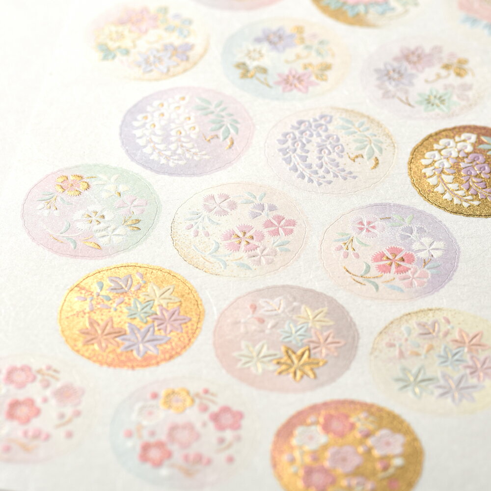 シール 花丸文(1シート21ピース) 132-35【ジーシープレス 公式】[ G.C.PRESS 文房具 和風 封シール 伝統模様 桜 牡丹 藤 撫子 楓 梅 ギフト]