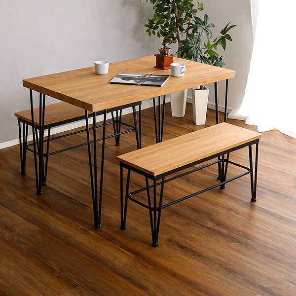 ダイニングテーブルセット 4人掛け ベンチ 4人用 4人 おしゃれ 木製 長方形 北欧 ダイニングセット ダイニング テーブル カフェテーブル ダイニングテーブ...