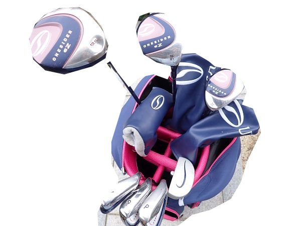 【中古】レディース ワンサイダー ONESIDER EZ クラブセット ONESIDER EZ L 1W・5W・ユーティリティ・7・9・S・パター 7本 キャディバッグ付