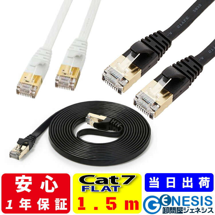 フラット LANケーブル cat7 1.5m GSPOWER 厚さ2.2mm ゴールドメッキ 業務用 企業様向け サーバー データーセンター 10G通信 カテゴリ7 ストレート 爪折れ防止 薄型