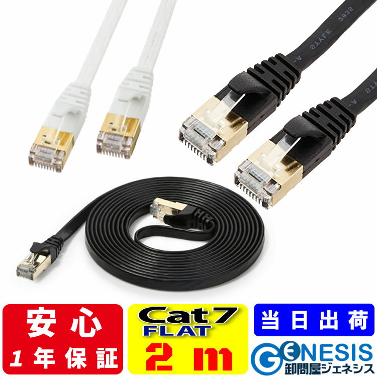 フラット LANケーブル cat7 2m GSPOWER 厚