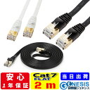 フラット LANケーブル cat7 2m GSPOWER 厚さ2.2mm ゴールドメッキ 業務用 企業様向け サーバー データーセンター 10G通信 カテゴリ7 ストレート 爪折れ防止 薄型 1