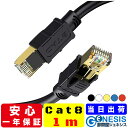 LANケーブル cat8 1m LANケーブル 6.5mm厚 40G通信 ゴールドメッキ 業務用 企業様向け サーバー用 カテゴリ8 黒 白 黄 青 赤 ストレート ランケーブル sstp RJ-45