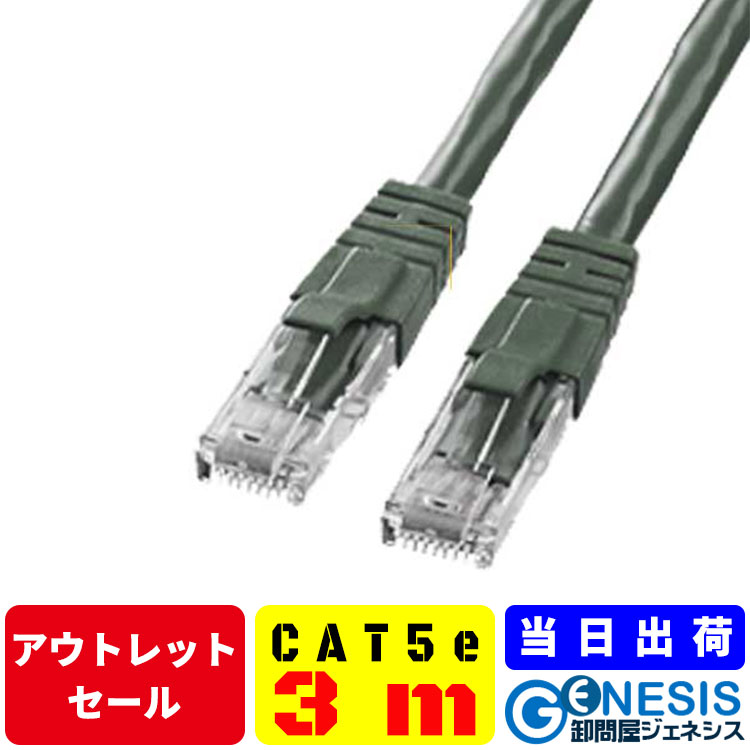 アウトレット LANケーブル cat5e 3m GSPOWER LANケーブル ストレート 黒 白 直輸入 訳あり outlet アウトレット イー…