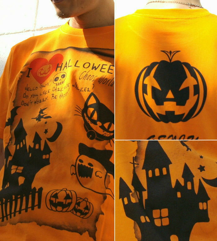 GENJU ハロウィンTシャツ メンズ カボチャ ハロウィン Tシャツ パーティ 可愛い スポーツジム イベント 幽霊 蝙蝠 魔女 仮装 半袖 長袖 人気 ブランド ロンT ChaosWorld ブラック 黒 オレンジ ホワイト 白 大きめサイズあり XXL XXXL 2L 3L 4L 90-140cm XS-XXXL