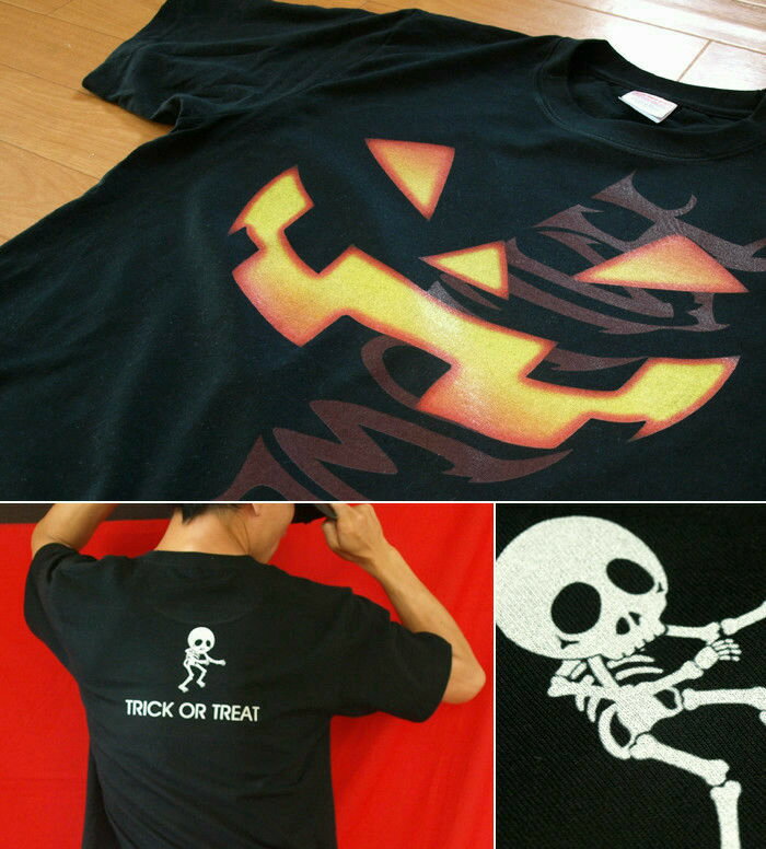 GENJU ハロウィンTシャツ メンズ ハロウィン Tシャツ ロック系 仮装 イベント カボチャ パンプキン 骸骨 イベントTシャツ 服 衣装 半袖 長袖 tシャツ ティーシャツ ロンT HalloweenHead ブラック 黒 赤 ホワイト 白 大きめサイズあり XXL XXXL 2L 3L 4L 90-140cm XS-XXXL