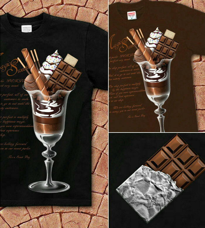 GENJU Tシャツ メンズ スィーツ デザート パフェ チョコレート ストロベリー 抹茶 イチゴ スイーツ プレゼント バレンタインデー イベント スポーツジム 半袖 長袖 ブランド ロンT SweetsOnMagic 黒 ピンク 大きめサイズあり XXL 2L 3L 4L 90-140cm XS-XXXL格安通販　バレンタイン　人気　ランキング