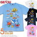 GENJU Tシャツ メンズ 夏 海 物語 激熱 パチンコ 魚群 魚 タコ ティーシャツ ストリート アメカジ サイズ豊富 半袖 長袖 ブランド tシャツ ロンT AQUAPARADICE ブラック 黒 ネイビー 青 ホワイト 白 ピンク 大きめサイズあり XXL XXXL 2L 3L 4L 90-140cm XS-XXXL