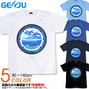 GENJU Tシャツ キッズ イルカ Tシャツ ドルフィン 夏 海 水族館 潜水 アメカジ 潜水艦 バカンス グラフィティ ブランド 子供 服 半袖 tシャツ ティーシャツ JewelBox -Dolphin- ブラック 黒 ホワイト 白 青 100 110 120 130 cm 90-140cm