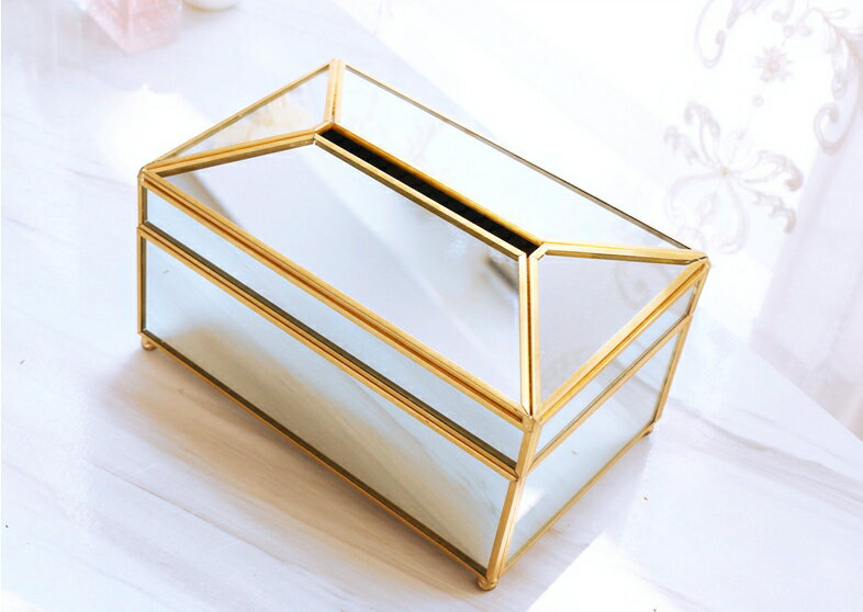 【20%OFFセール】【送料無料 ※北海道・沖縄・離島除く 】 GMS01974 高級 ゴールド アンティーク調 上品 キラキラ 豪華 ゴージャス ホテル ガラス製 ボックス ティッシュケース [3]