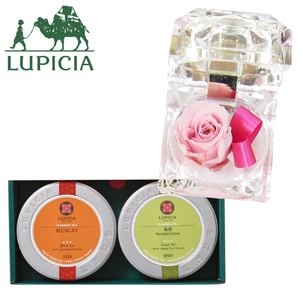 ルピシアの紅茶ギフト ルピシア お茶のバラエティセットA と プリザーブドフラワー セット　LUPICIA 茶葉 紅茶 日本茶 ティーパック 人気 フレーバードティー おしゃれ のし リボン 包装 ラッピング 無料　 ギフト【送料無料】