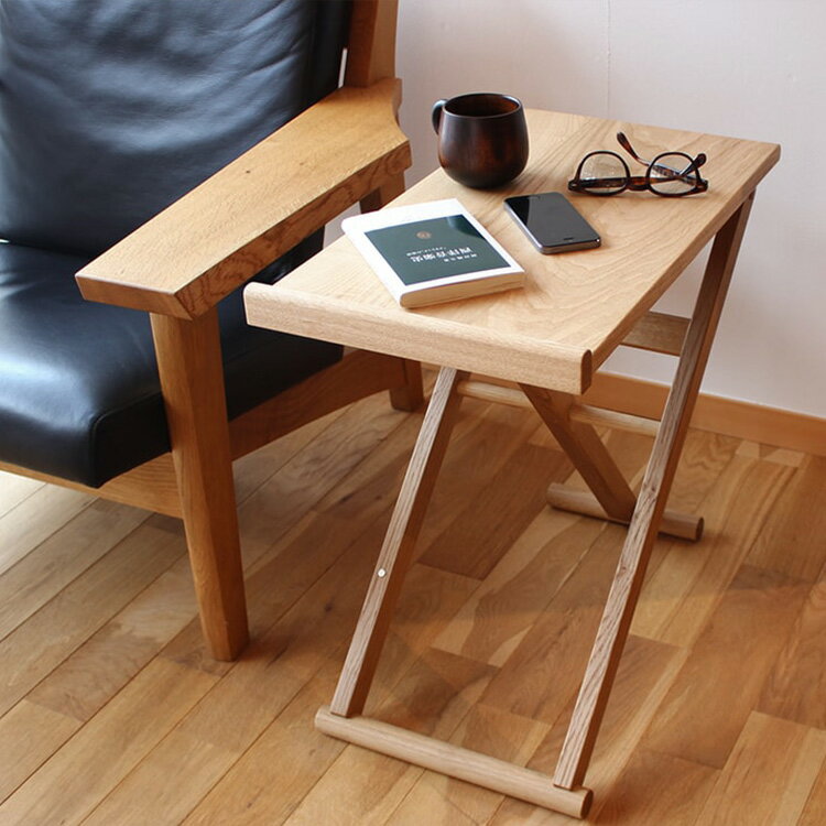 Oak Village オークヴィレッジ 折りたたみサイドテーブル 【メッセージカード対応】 無垢 木製 インテ..
