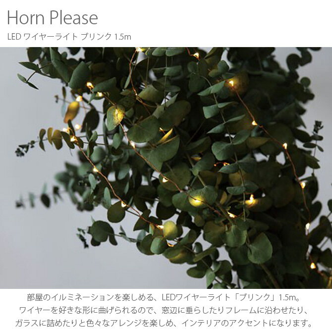 Horn Please ホーン プリーズ LED ワイヤーライト ブリンク 1.5m 【ラッピング対応】 【メッセージカード対応】 LED ワイヤーライト 電飾 おしゃれ ディスプレイ クリスマス インテリア 点灯 点滅 デコレーション