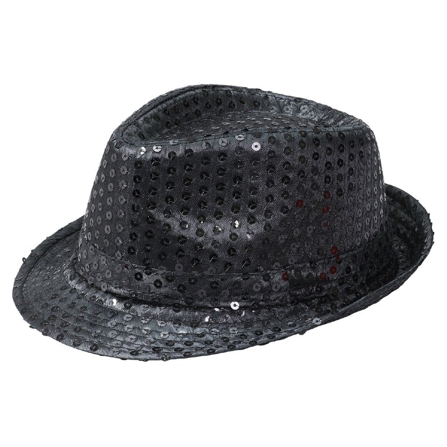 キラキラ目立つおしゃれな帽子、商品サイズ：約210×270×100mm、頭囲約540mm、本体色：黒、材質：ポリエステル
