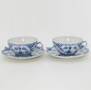 ロイヤルコペンハーゲン カップ&ソーサー■ブルーフルーテッド フルレース Royal Copenhagen ティーC&S 洋食器 2客セット 1級品 1