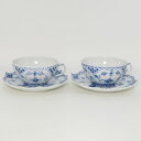 ロイヤルコペンハーゲン カップ&ソーサー■ブルーフルーテッド フルレース Royal Copenhagen C&S 洋食器 2客セット 1級品