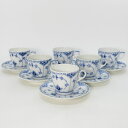 ロイヤルコペンハーゲン カップ&ソーサー■ブルーフルーテッド ハーフレース Royal Copenhagen C&S 洋食器 6客セット 1級品 1