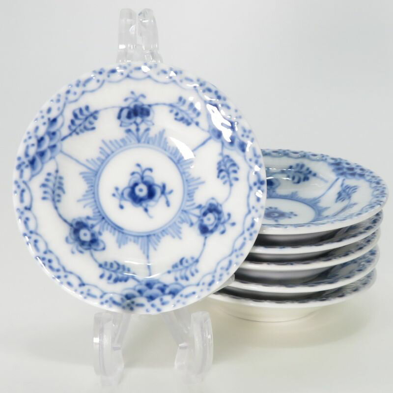 乐天商城 - ロイヤルコペンハーゲン プレート■ブルーフルーテッド ハーフレース Royal Copenhagen ミニプレート 7.5cm 小皿 6枚セット 1級品 1