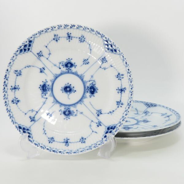 ロイヤルコペンハーゲン プレート■ブルーフルーテッド ハーフレース ランチプレート 19cm 洋食器 3枚 Royal Copenhagen 1級品 2