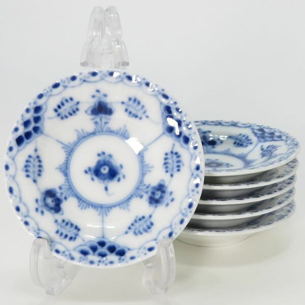 樂天商城 - ロイヤルコペンハーゲン プレート■ブルーフルーテッド ハーフレース バタープレート 6枚セット 7.5cm Royal Copenhagen 洋食器 1級品 1