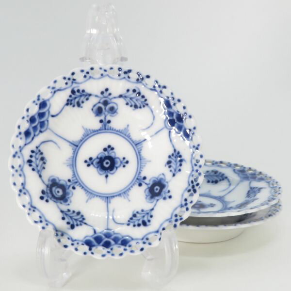 樂天商城 - ロイヤルコペンハーゲン プレート■ブルーフルーテッド フルレース バタープレート 3枚セット 7.5cm Royal Copenhagen 洋食器 小皿 1級品