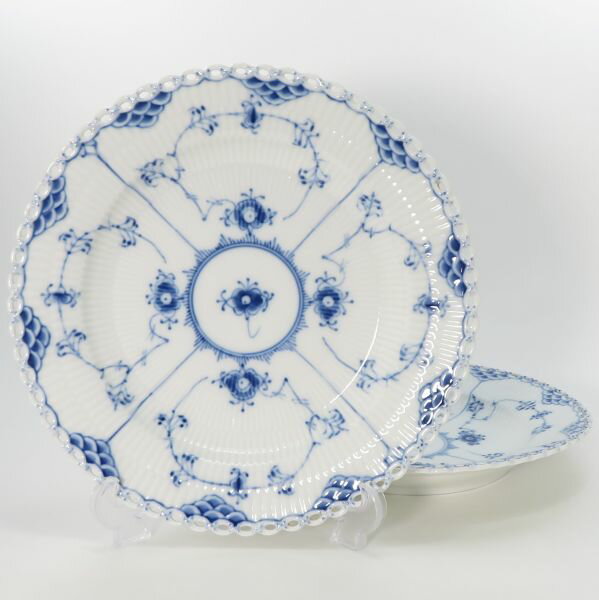 ロイヤルコペンハーゲン フルレース■ブルーフルーテッド フルレース ディナープレート 2枚セット 25cm Royal Copenhagen 洋食器 1級品 2