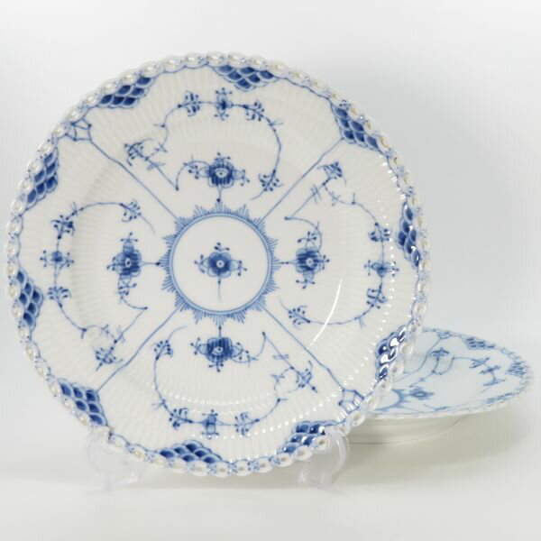 樂天商城 - ロイヤルコペンハーゲン フルレース■ブルーフルーテッド フルレース ディナープレート 2枚セット 25cm Royal Copenhagen 洋食器 1級品 3