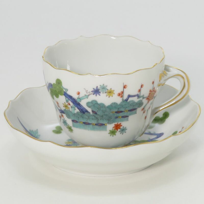 マイセン カップ＆ソーサー■シノワズリ 柿右衛門様式 松竹梅 デミタスC&S Meissen 洋食器 1級品 1
