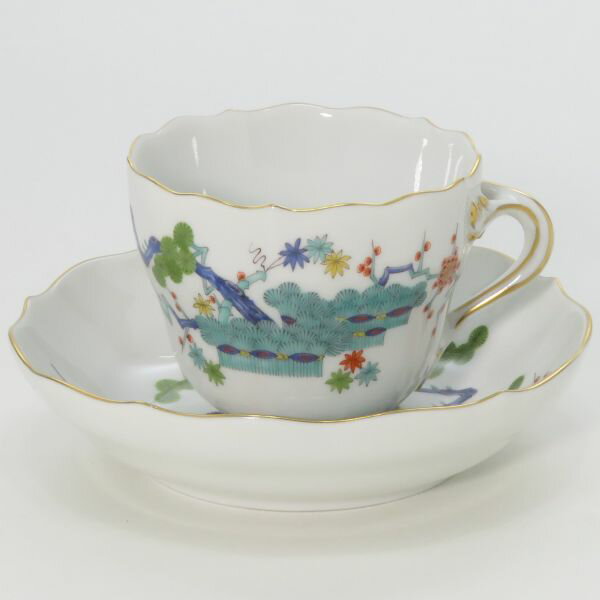 マイセン カップ＆ソーサー■シノワズリ 柿右衛門様式 松竹梅 デミタスC&S Meissen 洋食器 1級品 2