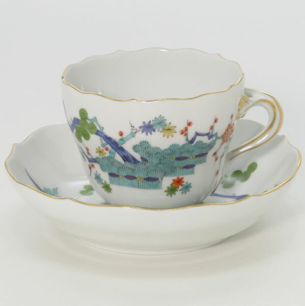 マイセン カップ＆ソーサー■シノワズリ 柿右衛門様式 松竹梅 デミタスC&S Meissen 洋食器 1級品 5