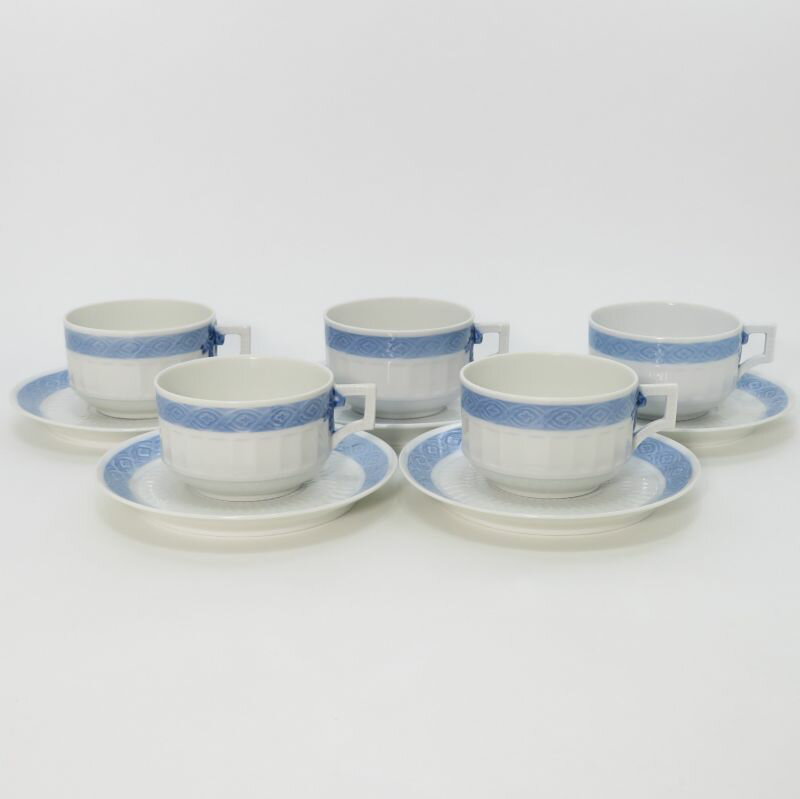 ロイヤルコペンハーゲン カップ&ソーサー■ブルーファン C&S 5客セット Royal Copenhagen 洋食器 1級品