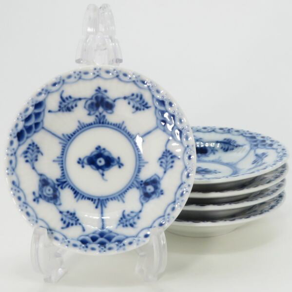 乐天商城 - ロイヤルコペンハーゲン プレート■ブルーフルーテッド ハーフレース バタープレート 5枚セット Royal Copenhagen 7.5cm 1級品 1