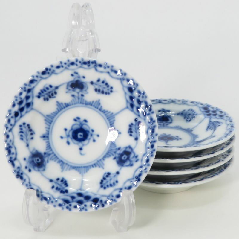 乐天商城 - ロイヤルコペンハーゲン プレート■ブルーフルーテッド ハーフレース バタープレート 5枚セット Royal Copenhagen 7.5cm 1級品 2