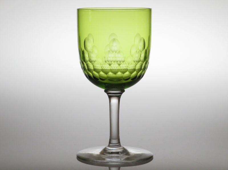 オールド バカラ グラス ● リシュリュー ワイン グラス グリーン 緑 被せ 13cm アンティーク クリスタル 少し訳あり Richeliu C