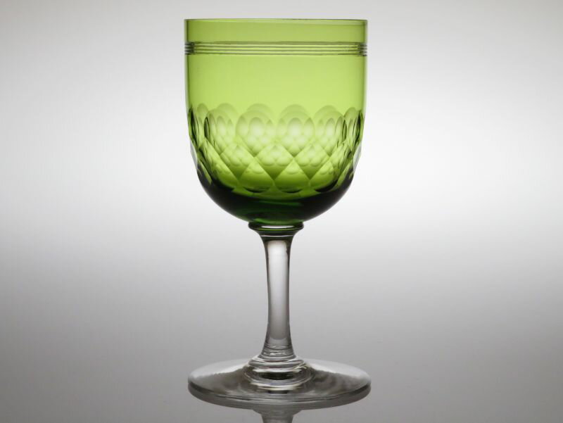 オールド バカラ グラス ● ショニー ワイン グラス グリーン 緑 被せ 13cm うろこ Chauny C