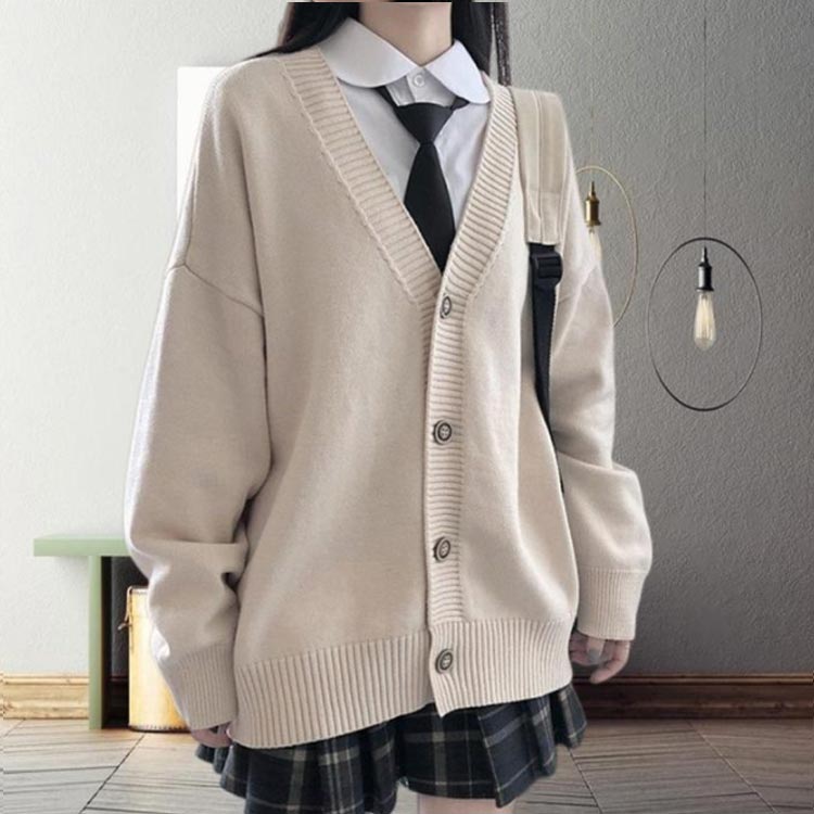 ニットカーディガン カーディガン Vネック スクールカーディガン 学生服 セーラー服 入学式 制服 ニットセーター 前開き 秋 通学 レディース 女子高生 セーター 羽織り アウター カジュアル 冬 卒業式 高校生 通勤 厚手