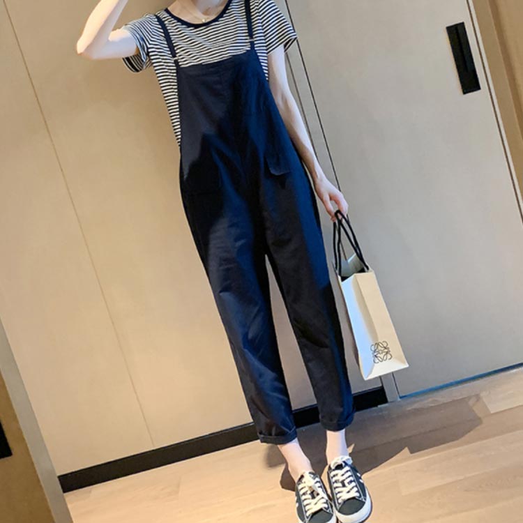 サロペット レディース オーバーオール ゆったり ボトムス 九分丈 オールインワン 春夏物 可愛い ポケット付き お洒落 体型カバー カジュアル