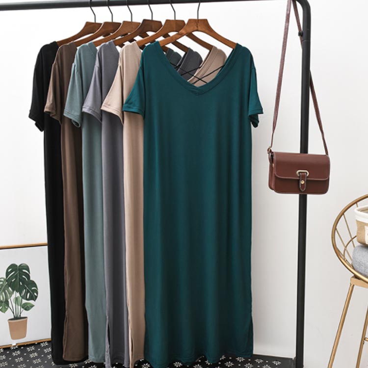 送料無料 ロングtシャツ vネック ワンピース...の紹介画像2