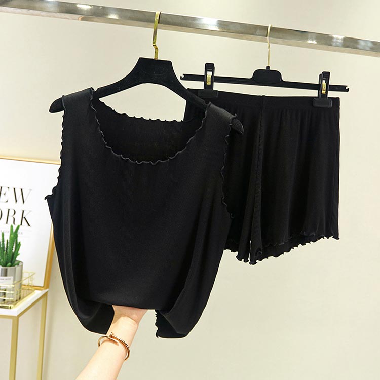 全9色！タックトップとショートパンツのセットアップ レディース ルームウエア 部屋着 上下セット 2点セット パジャマ リブ編み 大きサイズ カジュアル シンプル 無地 春夏 夏服 送料無料